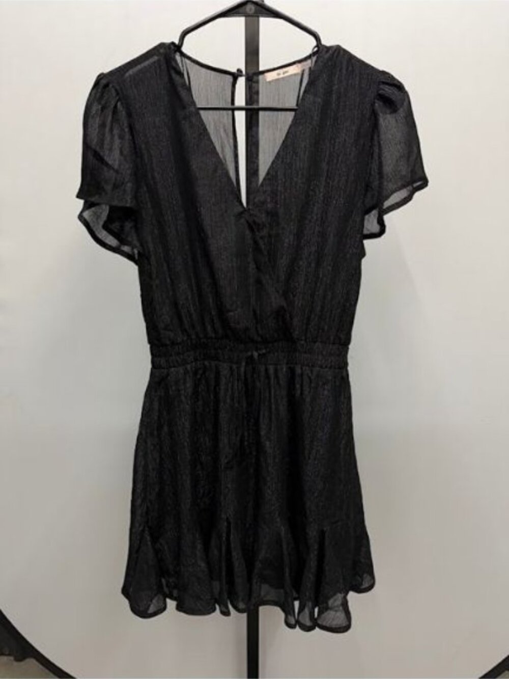 Mi Ami Black Metallic Shimmer V-Neck Dress